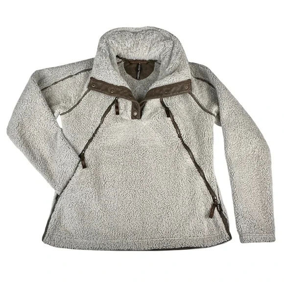 Kuhl Flight Jacket Hoodie Women's Small Stone Faux Fur Fleece Full Zip $189 MSRP - Picture 3 of 14